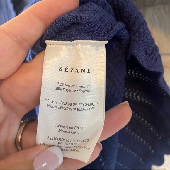 Sezane Blue Ribbed Sweater - Picture 7 of 7